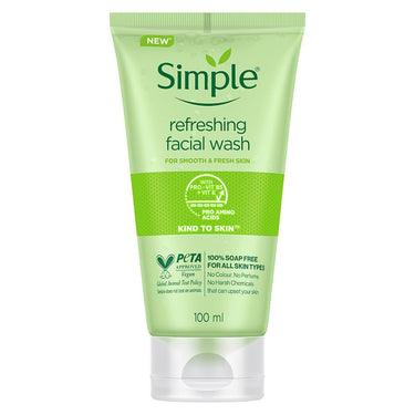 Simple Kind To Skin Refreshing Facial Wash 100 ml | 100% Soap-Free Facewash | For All Skin Types